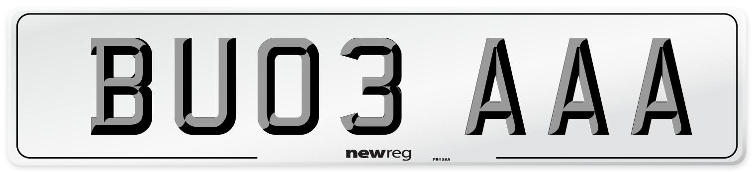 BU03 AAA Number Plate from New Reg